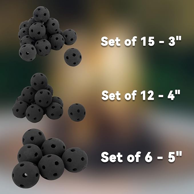 Skyflame Hollow Ceramic Balls, Set of 12 Round Fire Stones Set for Indoor and Outdoor Fire Pits or Fireplaces Accessory, 4 Inch, Black