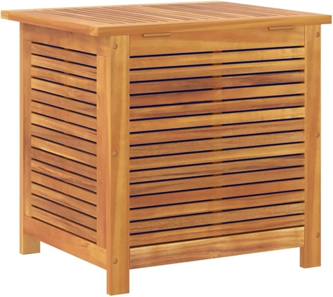 Wooden Garden Storage Box with Louver, Outdoor Cabinet Patio Storage Container for Furniture Tools, 23.6"x19.7"x22" Solid Wood Acacia,-128