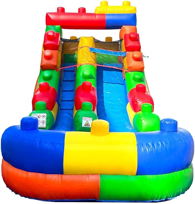 Inflatable Water Slides for Kids - Backyard Inflatable Water Slides with Splash Pool - Building Block Slide Complete with Blower, and Stakes - 21' x 9' - 12' Tall Slide