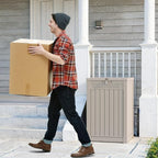 EasyUp Outdoor Package Delivery Box, 48-Gallon Lockable Parcel Drop Box, Large Double-Walled Resin Weatherproof Storage Deck Box for Porch and Patio (Gray)