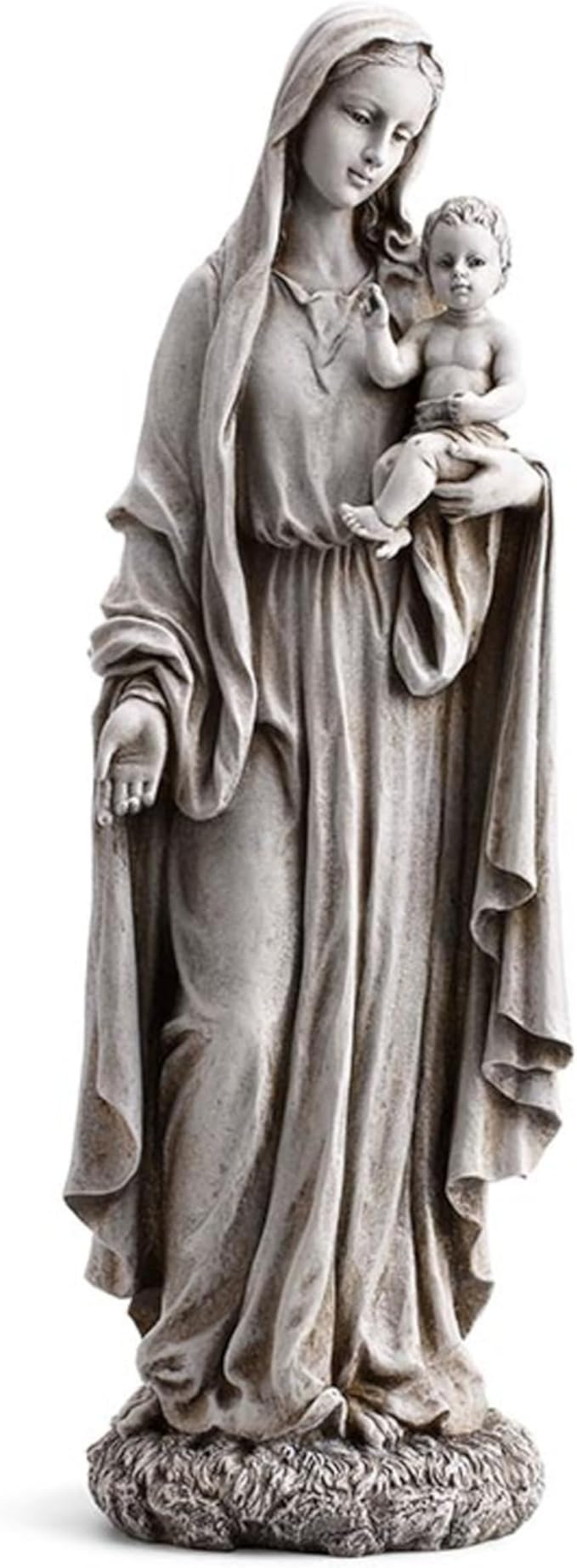 Avalon Gallery Outdoor Sculpture - Marian Garden Collection Stone-Resin Statue, 23" Tall, Madonna with Child