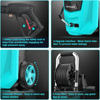 Pressure Washer, Power Washer High Pressure Cleaning Machine with 20FT Hose 35FT Cord Foam Cannon and 4 Nozzles for Clean Cars Fences Home Patio Driveway