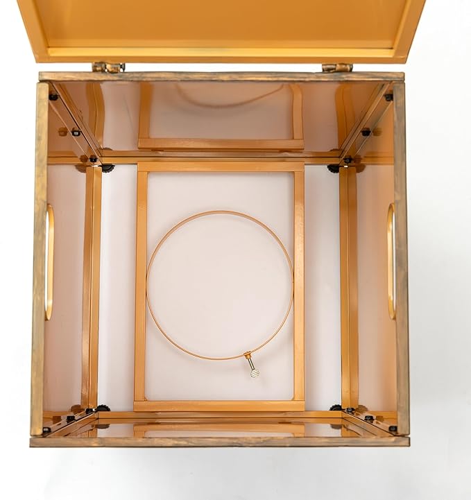 Propane Tank Cover Table for Fire Pits, 20 LB Iron Propane Tank Holder with Side Handles, Outdoor Tank Storage Side Table for Patio, Gas Griddle, Natural Wood