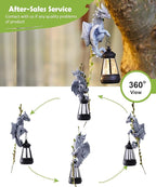Nacome Dragon Outdoor Statues for Garden: Outside Hanging Climbing Sculptures with Lantern Decor for Yard Art Porch Balcony - Birthday Gifts for Grandma Mom Women