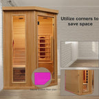 Smartmak Far Infrared Single Recliner Wooden Sauna,Home Indoor Canadian Hemlock Wooden Sauna,with 6 Heaters,Oxygen Bar,LED Controller,Bluetooth,Color Therapy Light(220V, 2300W)