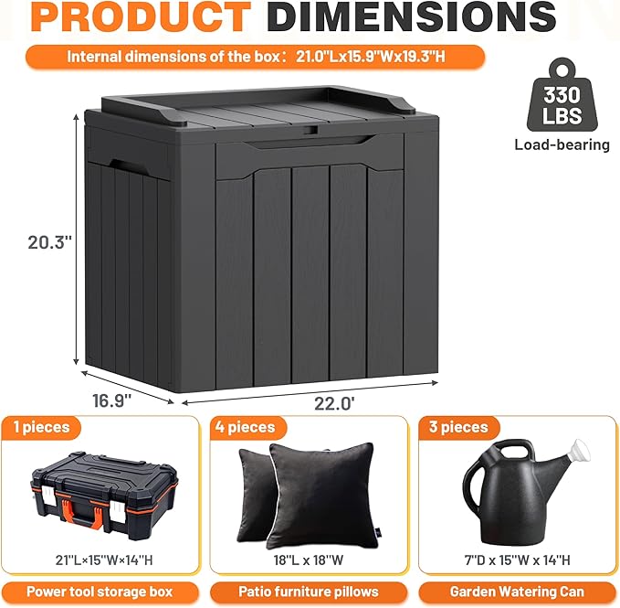 32 Gallon Deck Box Outdoor Indoor Waterproof Storage Box for Patio Furniture, Pool Accessories, Garden Tools, and Cushion Storage, Gray