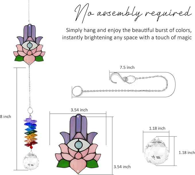 1 Layered Ornament Suncatcher - Hamsa Hand - Spiritual Protection Gift - Hand of Fatima Keepsake - Christmas Birthday Presents for Women, Men - Boho Home Decoration - Protection Hanging Decor