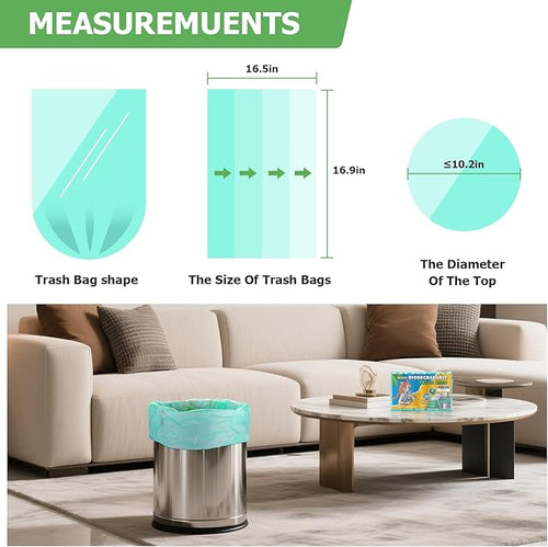 1.6 Gallon Small Trash Bags For Bathroom - Mini Garbage Bags(Fit 1.2-1.6 Gal 5-6L) 100 Count Unscented Biodegradable Compostable Waste Basket Kitchen Office Liners Strong Thick Bulk Heihaily