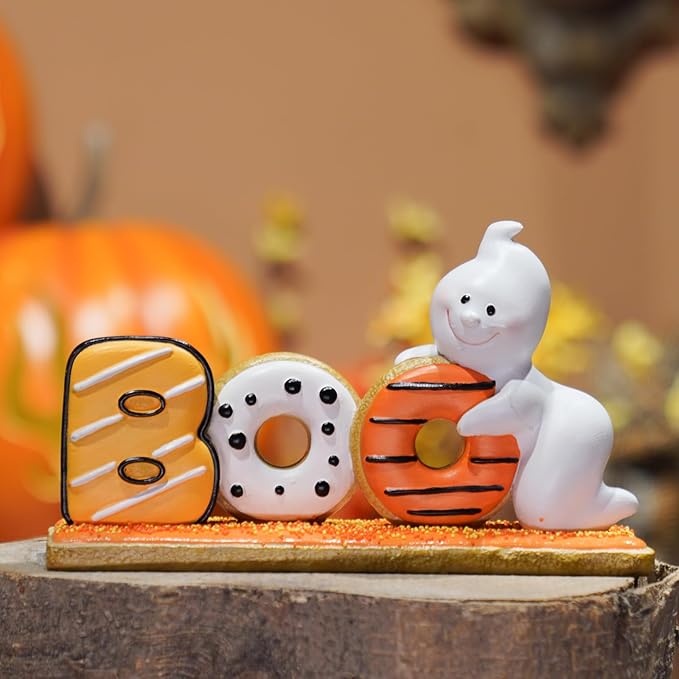 Newman House Studio Halloween Decorations Boo Collectible Figurines - Halloween Decor Indoor Cute Boo Ghost Sculptures Sign for Trick or Treat Theme Party Tabletop Farmhouse Decor 7.75 x 2 x 4.5 inch