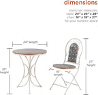 Alpine Corporation Indoor/Outdoor 3-Piece Wood and Metal Bistro Set Table and Folding Chairs Patio Seating