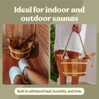 Red Cedar Sauna Bucket and Ladle Set 4L (1 Gallon) - Natural Rope Handle - Premium Red Cedar Wood - Natural Aroma - Elegant Gift-Ready Packaging