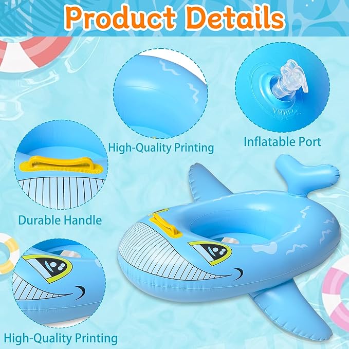 4 Pack Inflatable Pool Floats for Toddler Age 3-7 Animal Swim Tube Rings for Kids Infant Baby Ride on Beach Floaties with Safety Seat&Handle for Summer Lake Pool (Flamingo, Turtle, Whale, Dalmatian)