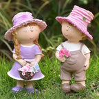 Outdoor Garden Couple Figurines - Boy and Girl Statues, Ideal for Patio, Lawn & Garden Decor, Valentine's Day Home Ornament, for Parents and Friends