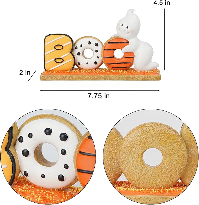 Newman House Studio Halloween Decorations Boo Collectible Figurines - Halloween Decor Indoor Cute Boo Ghost Sculptures Sign for Trick or Treat Theme Party Tabletop Farmhouse Decor 7.75 x 2 x 4.5 inch
