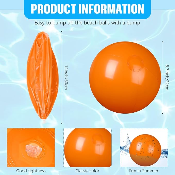 2 Pcs Inflatable Beach Ball 8 inch Swimming Pool Balls Summer