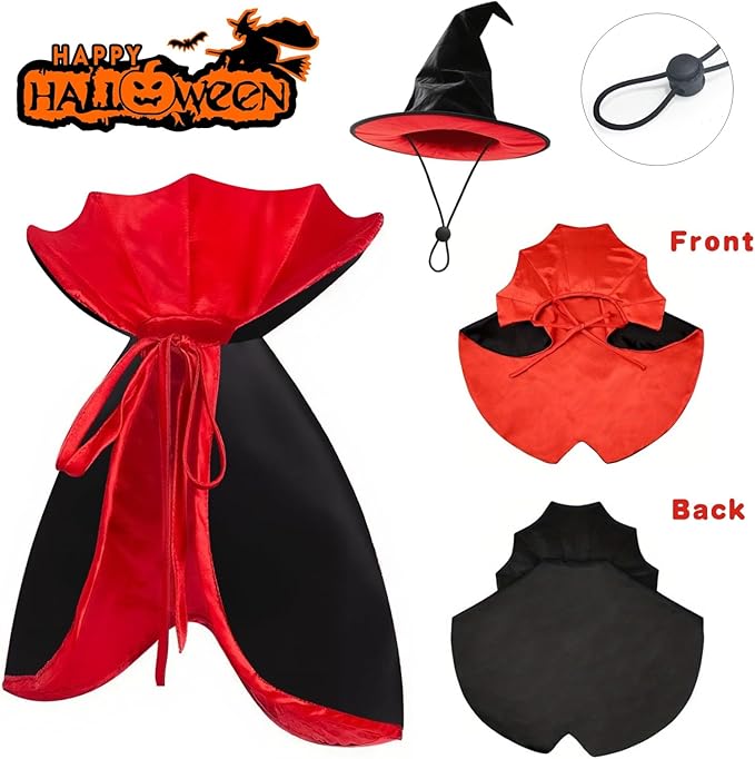 Halloween Goose Outfit, Lawn Porch Goose Vampire Cape Costume for 23" Statue Halloween Fall Outdoor Patio Yard Decor