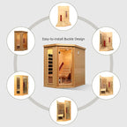 Smartmak Far Infrared Single Recliner Wooden Sauna,Home Indoor Canadian Hemlock Wooden Sauna,with 6 Heaters,Oxygen Bar,LED Controller,Bluetooth,Color Therapy Light(220V, 2300W)