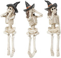 Halloween Statues No-Evil Skeleton Collectible-Figurines - Realistic Skeleton Halloween Decorations Indoor See Speak Hear No Evil Resin Witch Table Decor Set of 3, 2.5*5.5*4.5 inch Newman House Studio