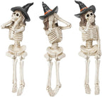 Halloween Statues No-Evil Skeleton Collectible-Figurines - Realistic Skeleton Halloween Decorations Indoor See Speak Hear No Evil Resin Witch Table Decor Set of 3, 2.5*5.5*4.5 inch Newman House Studio