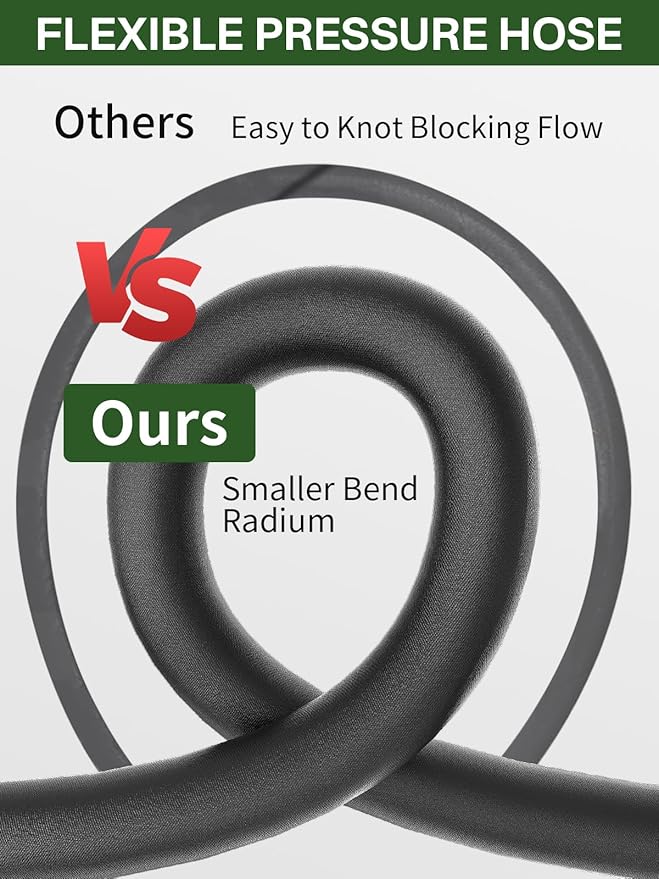 3/8" 4800PSI Pressure Washer Hose 200FT with Swivel Quick Connect for Cold/Hot Water Max 248°F, Kink Resistant Steel Wire Braided, Wear Resistant Power Washer Hose with M22 14mm Adapter