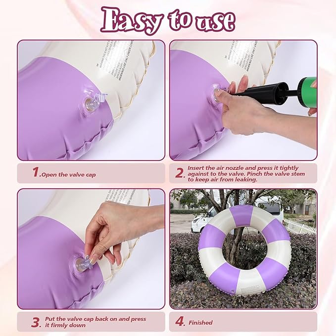 4PCS Floats for Adults Rings Striped Pool Float Large Swim Ring for Adults,30 Inch Classic Striped Teens Adult Inner Tubes Summer Beach Bachelorette Party