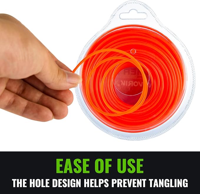 0.095“ Red 100Ft Trimmer Line Heavy Duty, Professional Round Weed Wacker String for Gas and Electric Grass Trimmer and Brushcutters, Fits Most Standard Models