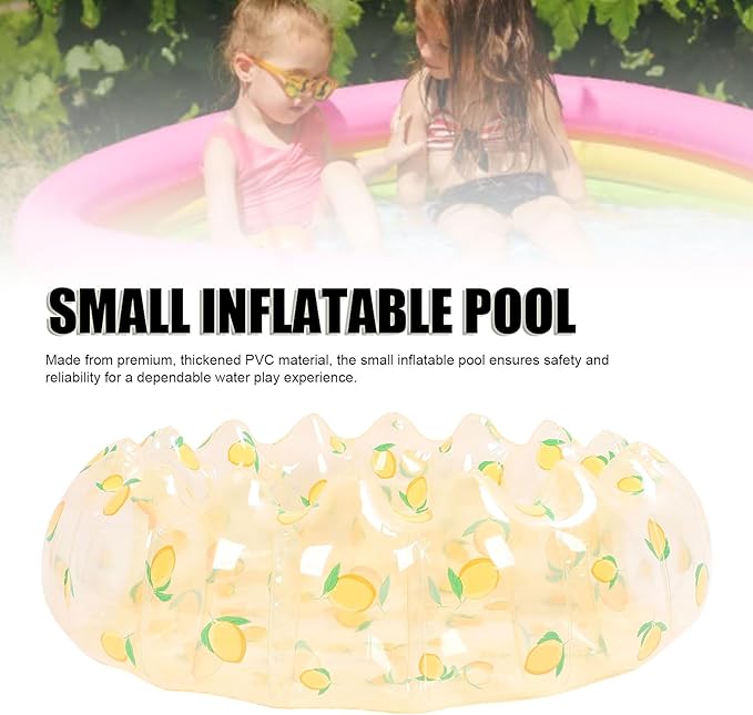 29 Inch Inflatable Swimming Pool, PVC Portable Blow Up Ball Play Pit Pool for Kid Indoor Outdoor Backyard (Transparent Lemon)