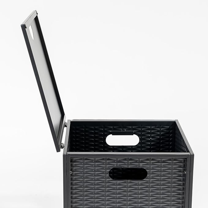 Propane Tank Cover Table for Fire Pits, 20 LB Iron Propane Tank Holder with Side Handles, Outdoor Tank Storage Side Table for Patio, Gas Griddle, Black