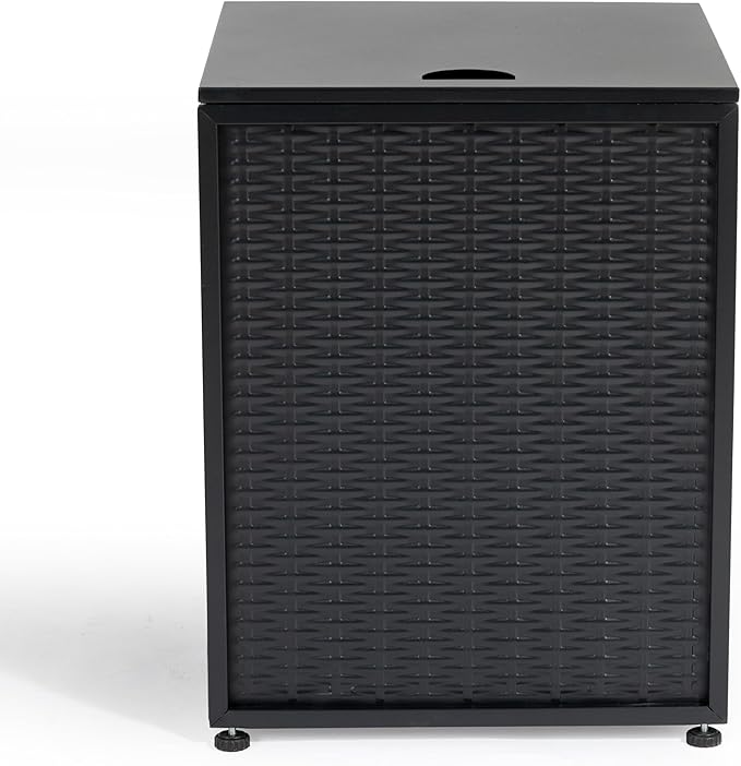 Propane Tank Cover Table for Fire Pits, 20 LB Iron Propane Tank Holder with Side Handles, Outdoor Tank Storage Side Table for Patio, Gas Griddle, Black