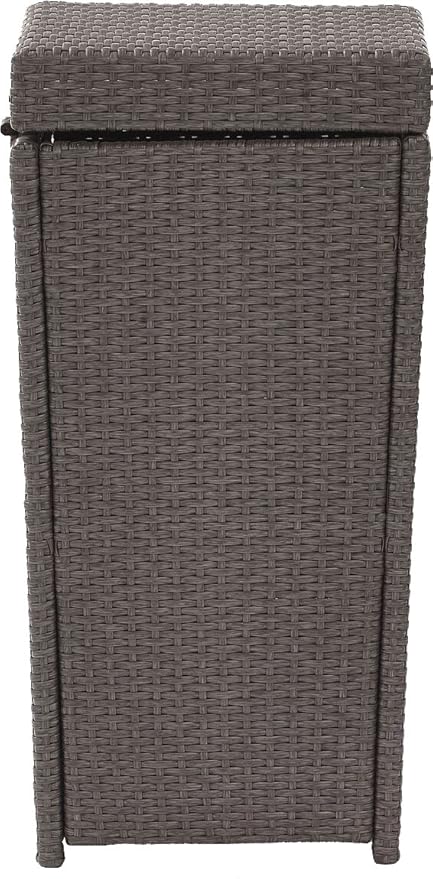 Crosley Furniture Palm Harbor Resin Wicker Outdoor Trash Can With Lid for Backyard, Patio, Deck, Balcony, Gray