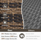 MEISSALIVVE Outdoor Patio Furniture Set with 43" Fire Pit Table, 9 Pieces Wicker Patio Conversation Set with Swivel Chairs, Outdoor Patio Set for Lawn Backyard Porch (Brown)