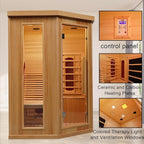 Smartmak Far Infrared Single Recliner Wooden Sauna,Home Indoor Canadian Hemlock Wooden Sauna,with 6 Heaters,Oxygen Bar,LED Controller,Bluetooth,Color Therapy Light(220V, 2300W)