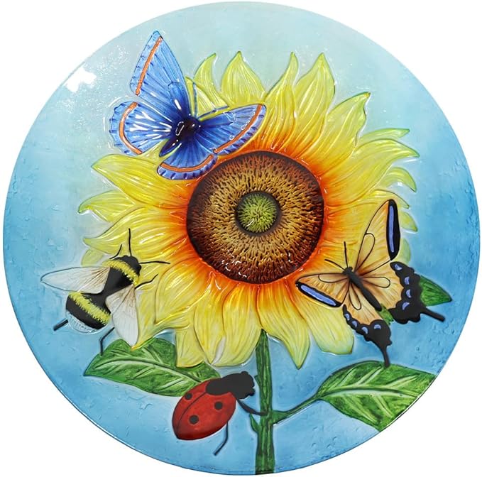 Briarwood Lane Sunflower Dance Glass Birdbath