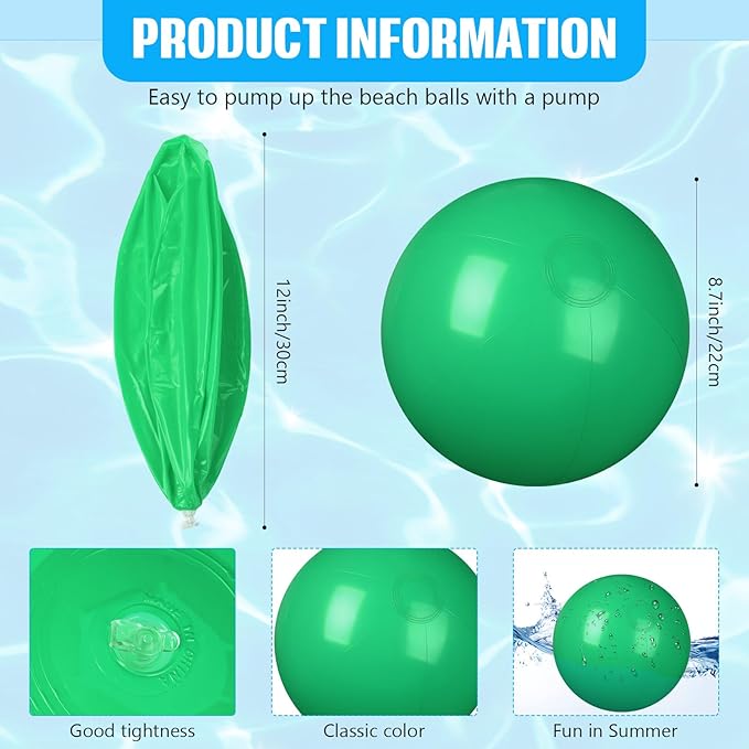 2 Pcs Inflatable Beach Ball 8 inch Swimming Pool Balls Summer