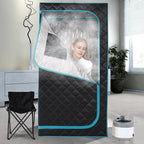 Smartmak Portable Home Steam Sauna, Full Size Personal Sauna Spa Box, Single Saunas Tent with Steamer, 4L 1500W Steam Generator 99 Min Timer, Remote Control, Upgraded Foldable Chair, Mat, Green Border