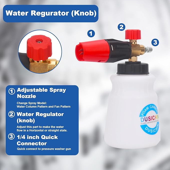 DUSICHIN Short Pressure Washer Gun Swivel Joint 4000 PSI Foam Cannon Lance,7 Pressure Washer Nozzle Tips Car Wash Foam Gun 7 Tip Slots 3/8'' Swivel Quick Connector,M22-14mm M22-15mm Fitting DUS2912