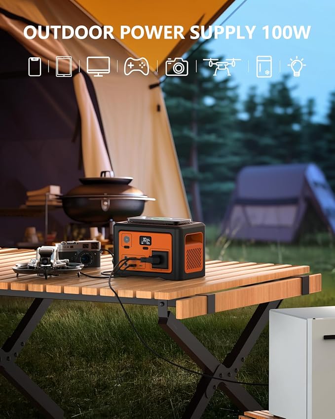 S1 Portable Power Station,192W Camping battery generator,Solar power station,electric generator with AC Outlet 100W for Home Backup Outdoor Emergency Camping RV with Bluetooth