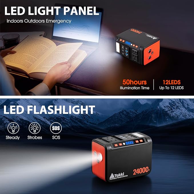 Takki 88.8Wh Portable Power Station Lithium Battery Solar Generator Power Bank with 110V AC Outlet Battery Backup for Camping Home Use Emergency(Solar Panel Optional)