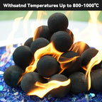 Skyflame 2-Inch Ceramic Fireplace Balls, 25PCS Round Fire Pit Balls for Indoor and Outdoor Fire Bowl Fireplace DIY Accessory, Black