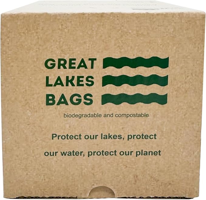 Great Lakes 2.6 Gallon Compostable and Biodegradable Trash Bag, 100 Count, Small Compostable Bag For Kitchen Food Scrap, Bathroom, Office, Certified by BPI and OK Compost Home