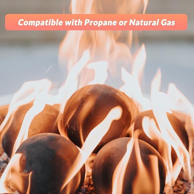 Skyflame Ceramic Fireplace Balls, Set of 6 Round Fire Stones Set for Indoor and Outdoor Fire Pits or Fireplaces Accessory, 5 Inch, Black