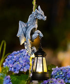 Nacome Dragon Outdoor Statues for Garden: Outside Hanging Climbing Sculptures with Lantern Decor for Yard Art Porch Balcony - Birthday Gifts for Grandma Mom Women