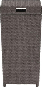 Crosley Furniture Palm Harbor Resin Wicker Outdoor Trash Can With Lid for Backyard, Patio, Deck, Balcony, Gray