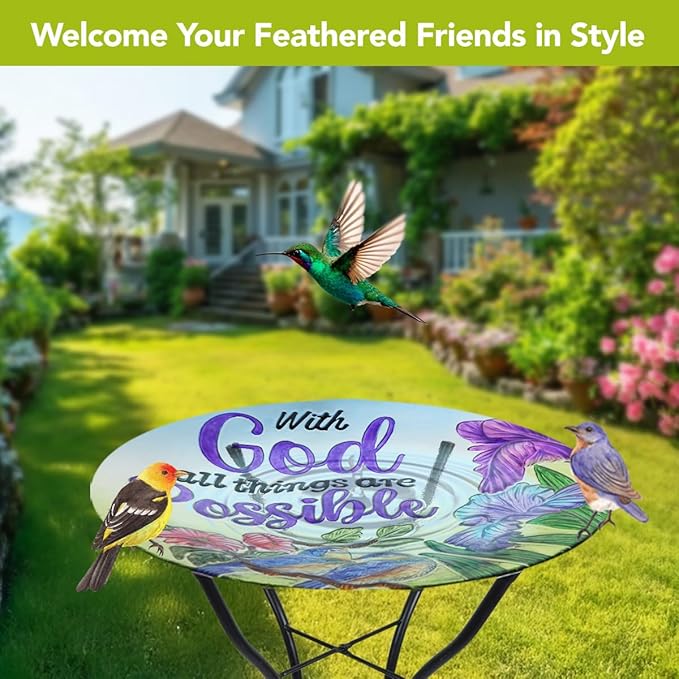 Briarwood Lane Cardinals and Sunflowers Glass Birdbath