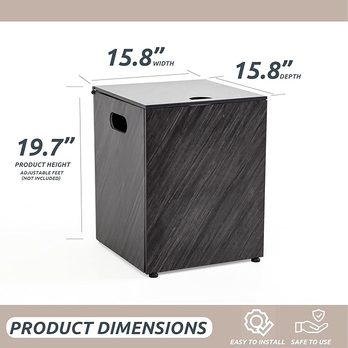 Propane Tank Cover Table for Fire Pits, 20 LB Iron Propane Tank Holder with Side Handles, Outdoor Tank Storage Side Table for Patio, Gas Griddle, Stone Gray