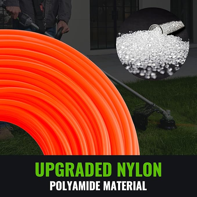 0.095“ Red 100Ft Trimmer Line Heavy Duty, Professional Round Weed Wacker String for Gas and Electric Grass Trimmer and Brushcutters, Fits Most Standard Models