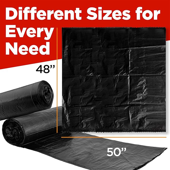 ToughBag 64-65 Gallon Trash Bags Heavy Duty, 50 x 48” Large Black Garbage Bags (50 Count) - Made In USA