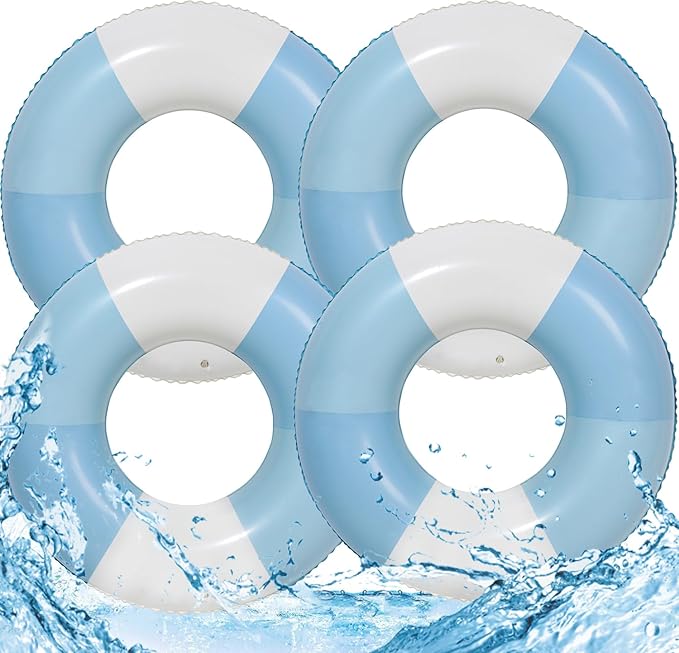 4PCS Floats for Adults Rings Striped Pool Float Large Swim Ring for Adults,30 Inch Classic Striped Teens Adult Inner Tubes Summer Beach Bachelorette Party