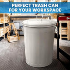 Plexon Large Metal Trash Can with Lid 20 Gallon, Decorative Outdoor Trash Can, Heavy Duty Galvanized Metal Bucket with Lid for Kitchen Garage Farmhouse, Beige, 6 Pack