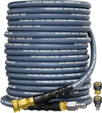 3/8" 4800PSI Pressure Washer Hose 100FT with Swivel Quick Connect for Cold/Hot Water Max 248°F, Kink Resistant Steel Wire Braided, Wear Resistant Power Washer Hose with M22 14mm Adapter
